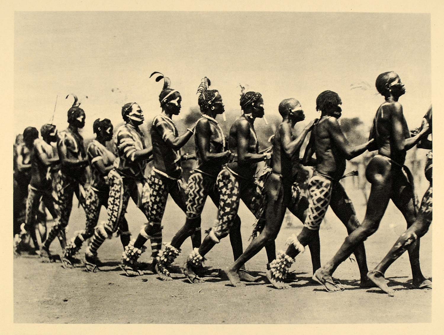 1930 Nuba Women African Dance Body Art Painting Sudan Original