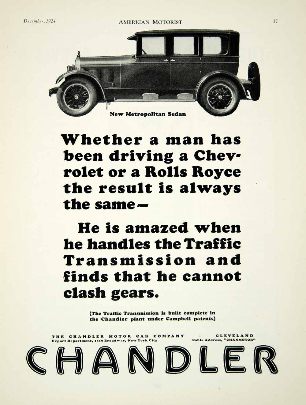 1924 Ad Chandler Motor Car Company Cleveland Ohio Car Automobile Traffic Sedan eBay