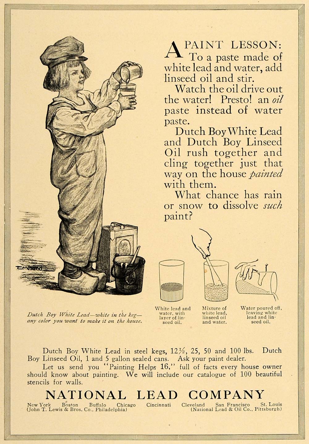 1913 Ad Dutch Boy National Lead Paint Linseed Oil Mix ORIGINAL