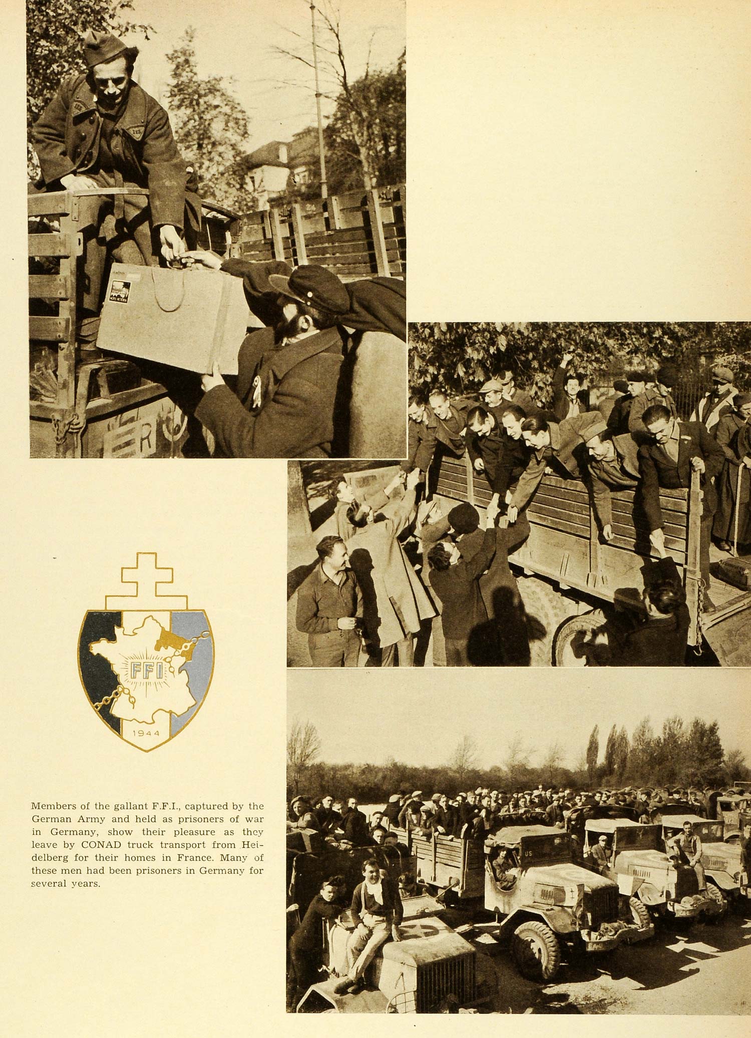 1945 Print German Army French Forces Interior Resistance World War II Truck POW