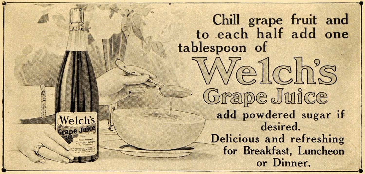 1912 Ad Thomas Bramwell Welchs Grape Juice Grapefruit Original 