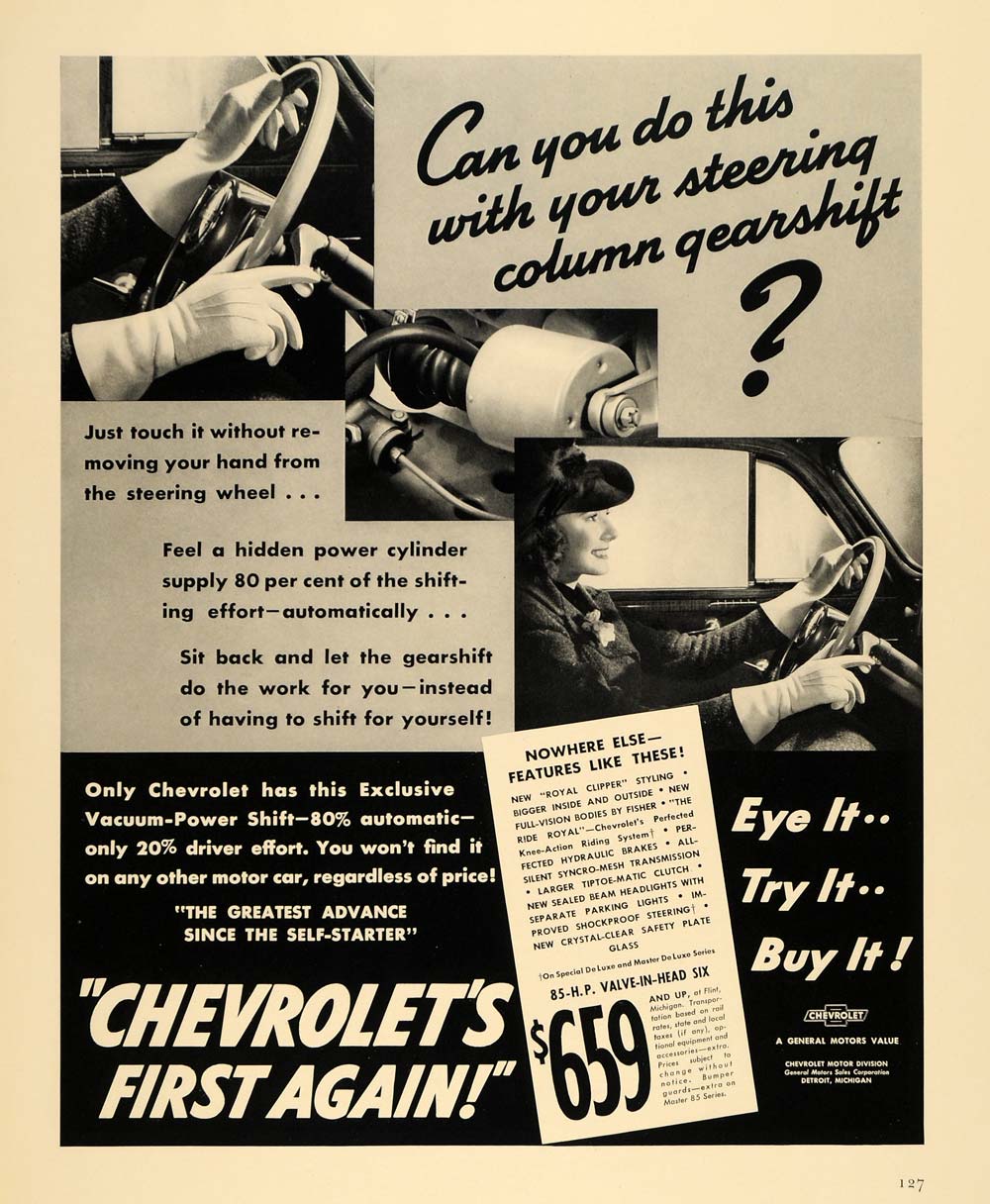 1940 Ad General Motors Chevrolet Car VacuumPower Shift ORIGINAL