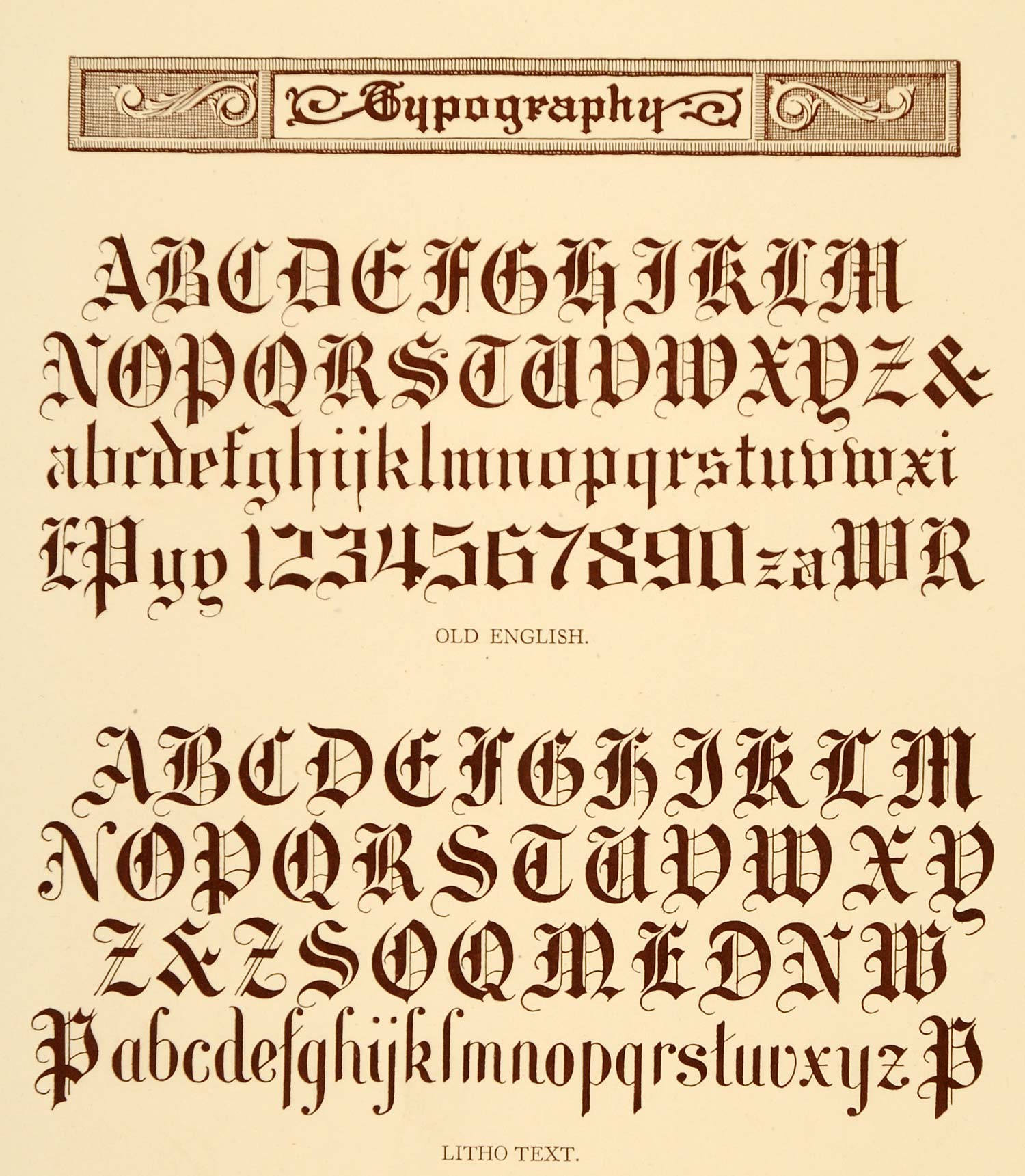 1913 Lithograph Typography Alphabet Old English Font - ORIGINAL | eBay