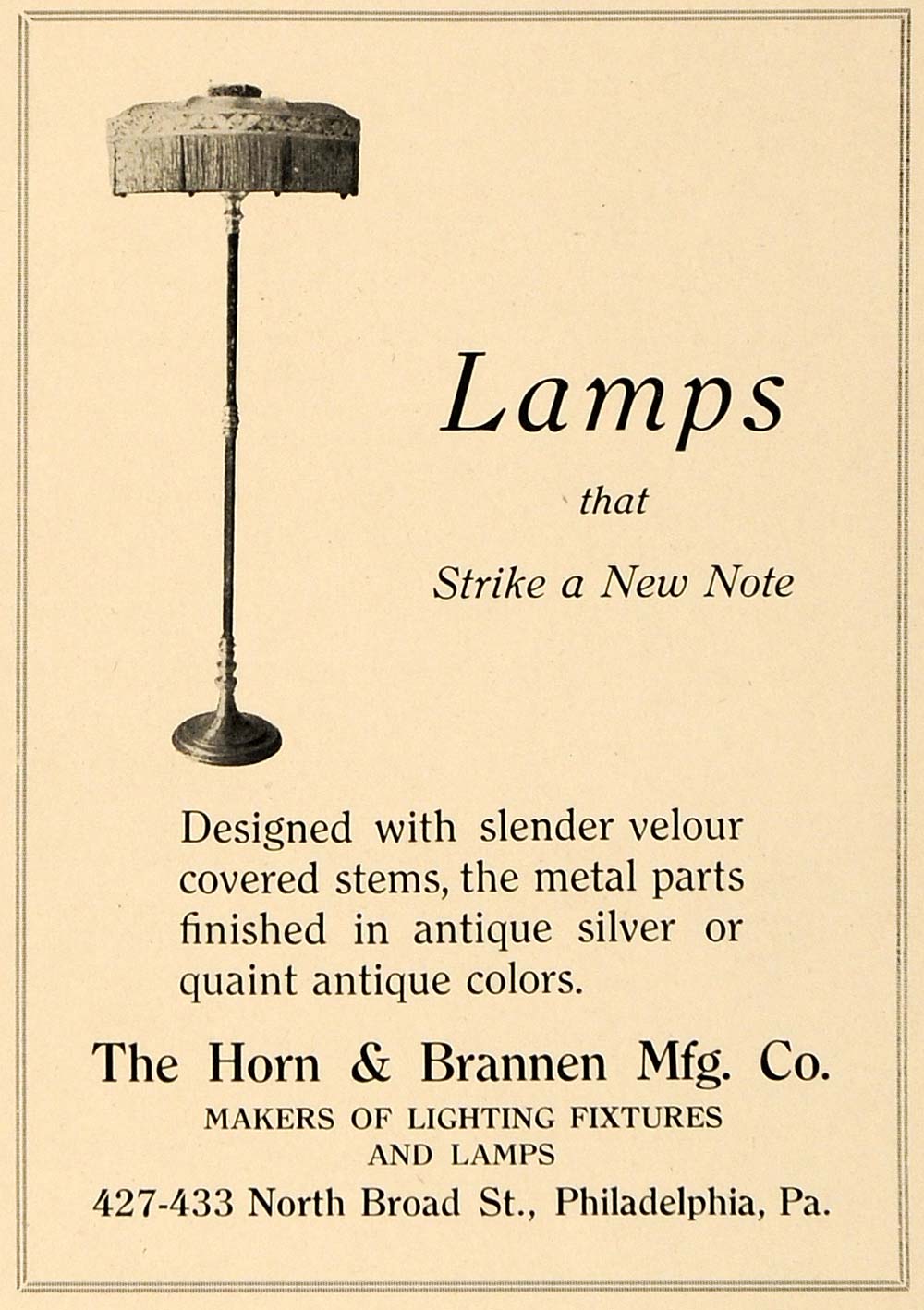 Artistic Floor Lamps on Ad Horn   Brannen Mfg  Co  Artistic Floor Lamps   Original Advertising