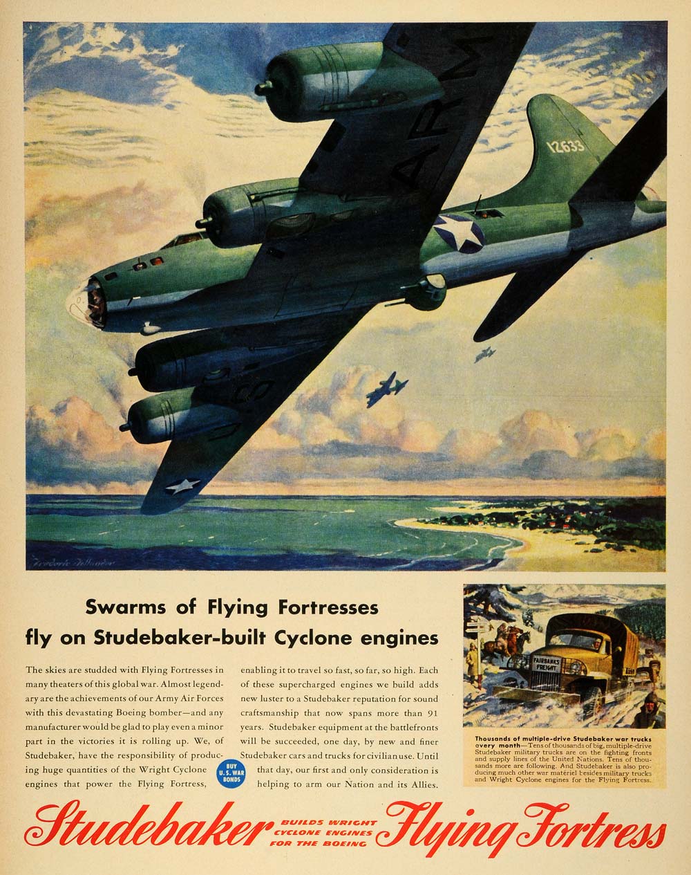 Flying Fortress Cyclone Military Aircraft Engine WWII Wartime