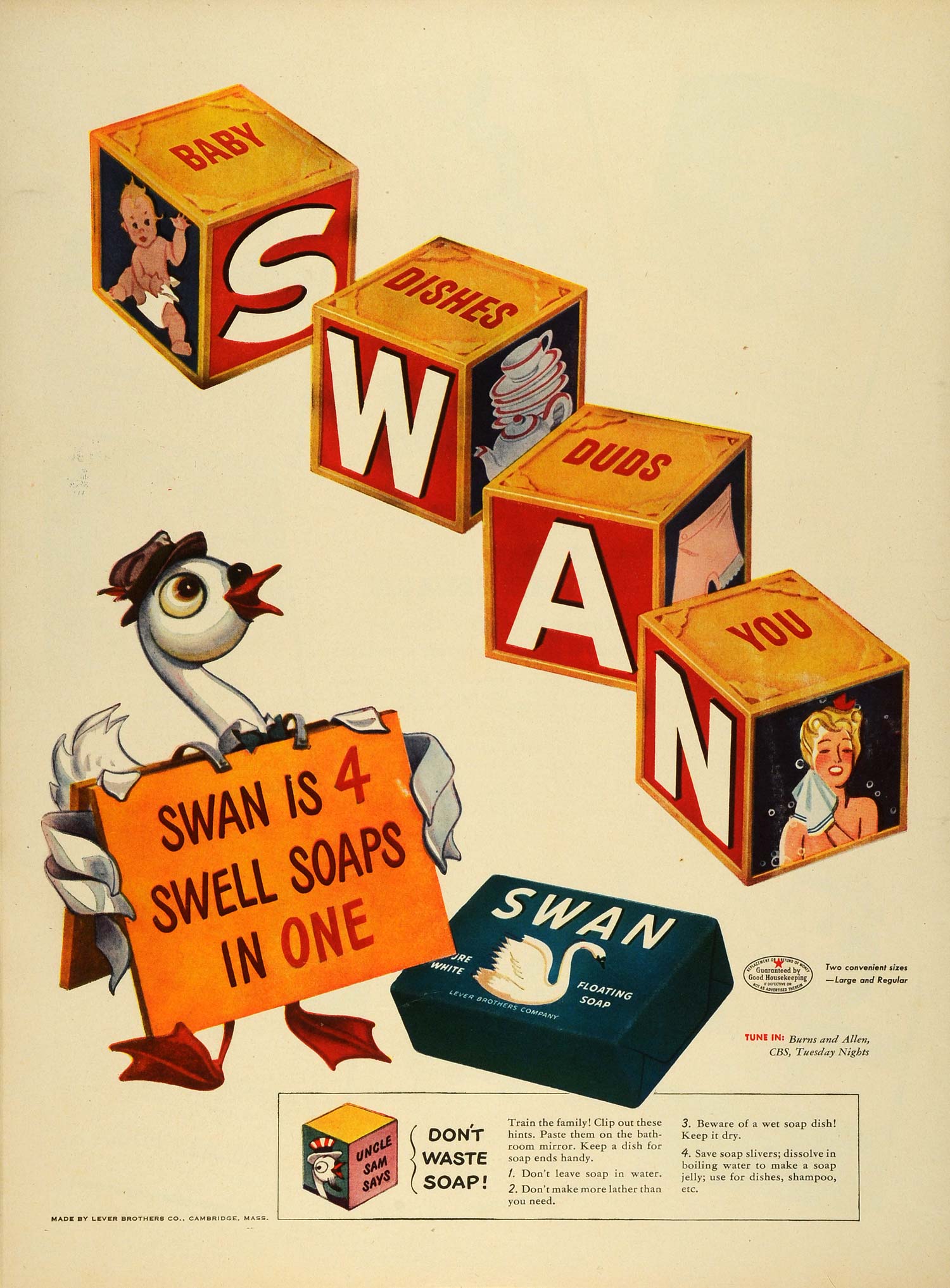 1943 Ad Lever Brothers Co Swan Pure White Floating Soap Toilet Bath Products LF4 eBay