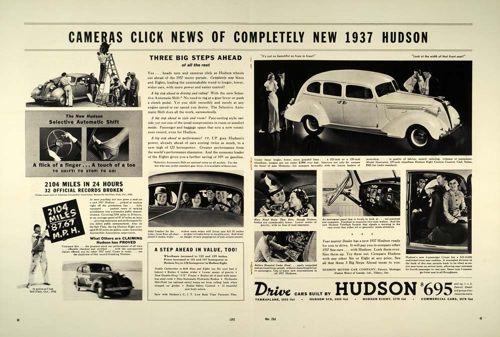 1937 Ad Hudson Automobile Terraplane Six Brougham Motor Car Detroit Michigan