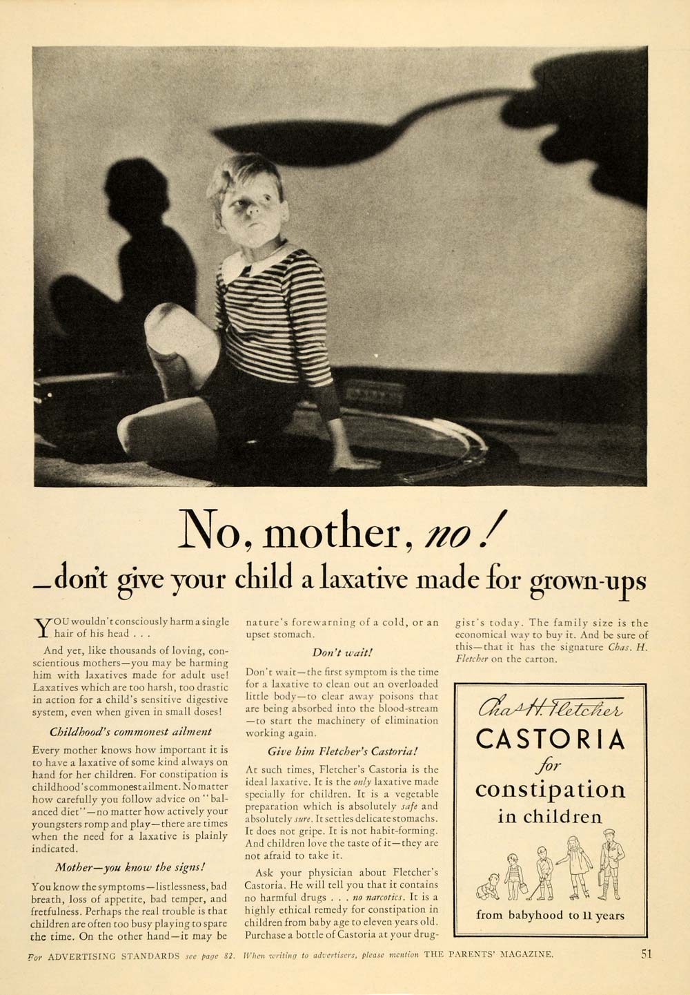1933 Ad Fletcher's Castoria Constipation Laxative Boy ORIGINAL ADVERTISING eBay