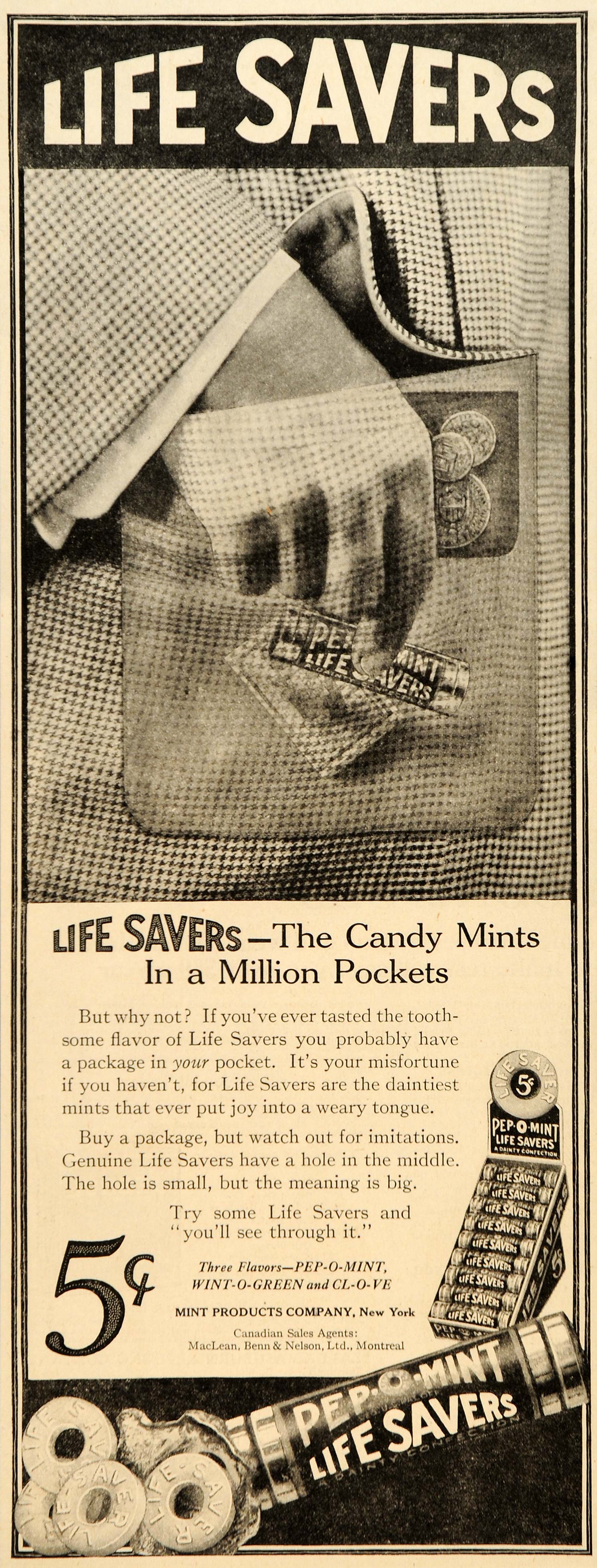 1917 Ad Life Savers Candy Mint MacLean Kraft Nabisco   ORIGINAL