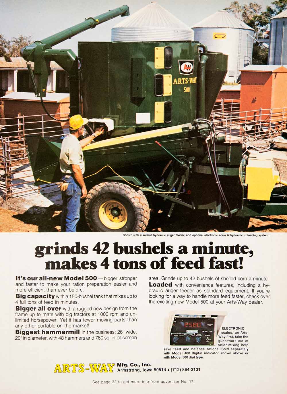 1980 Ad ArtsWay Hammermill Armstrong Iowa Farm Equipment Machinery