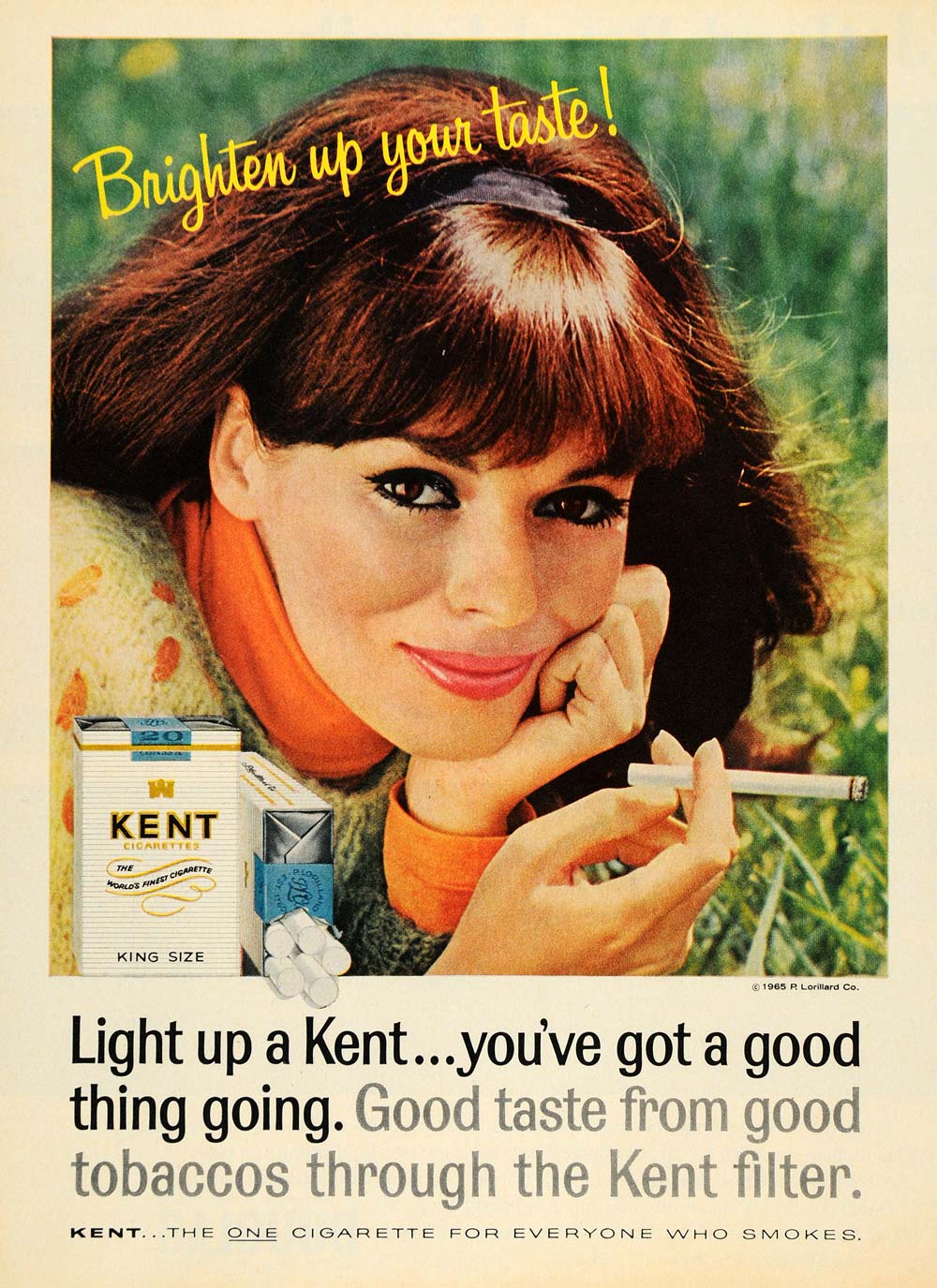 1965 Ad Lorillard Tobacco Kent Cigarettes Woman Smoking - ORIGINAL ...