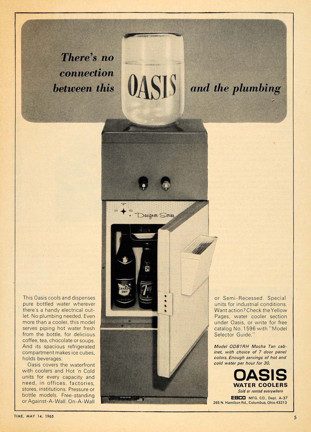 1965 Ad EBCO Manufacturing Co. Oasis Water Coolers ORIGINAL