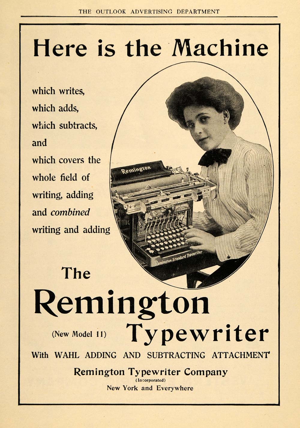 1910 Ad Remington Typewriter Machine Writing Model 11 ORIGINAL