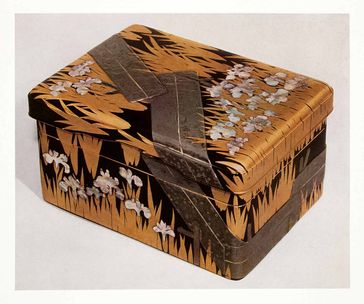 1964 Print Edo Period Ogata Korin Makie Yatsuhashi Inkstone Irises