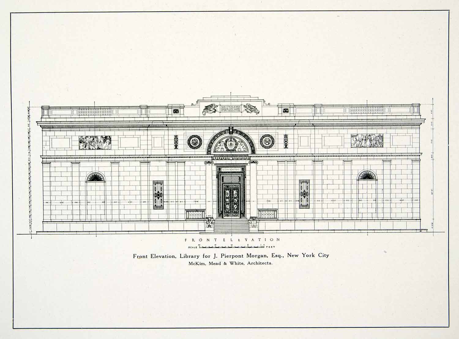 1928 Print McKim Mead White Architecture John Pierpont Morgan Library 