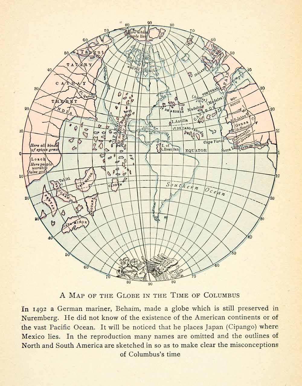 1929 Print Antique World Map Christopher Columbus Misconception Atlas Globe | eBay