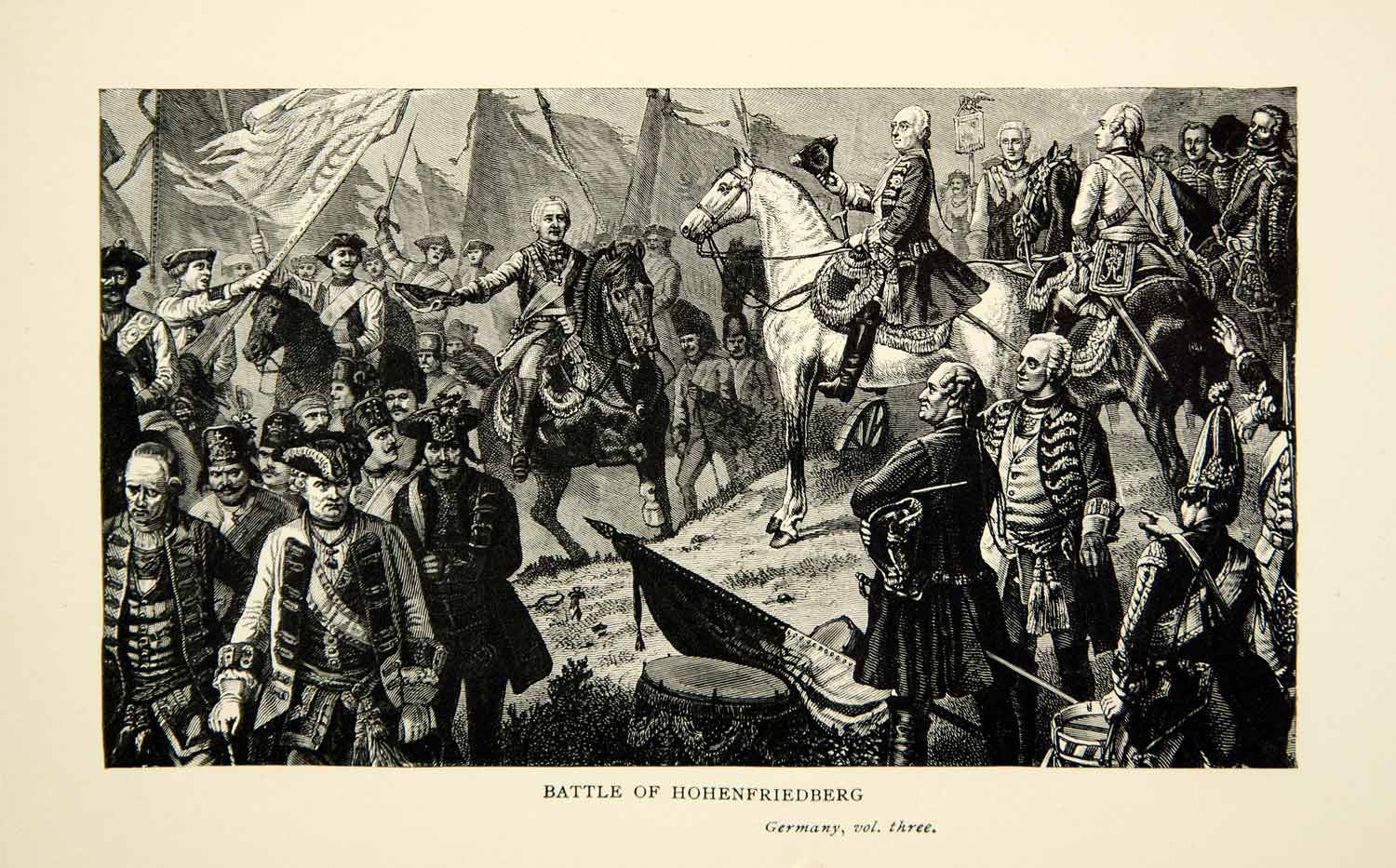1902 Wood Engraving Battle Hohenfriedberg Germany Striegau Dobromierz