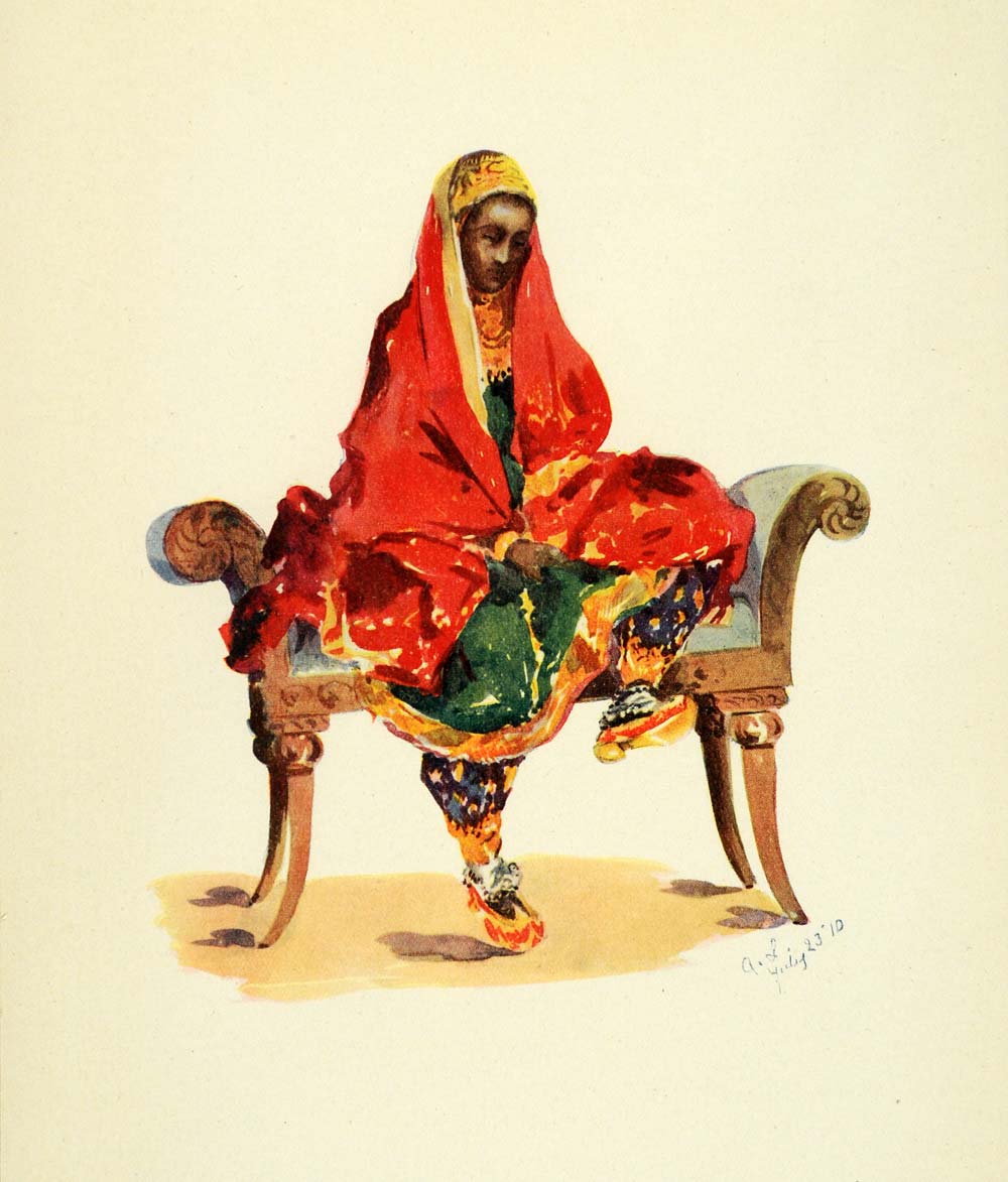 Mohammedan Daughter Muslim Lady Lawley Red Gold Veil Costume India