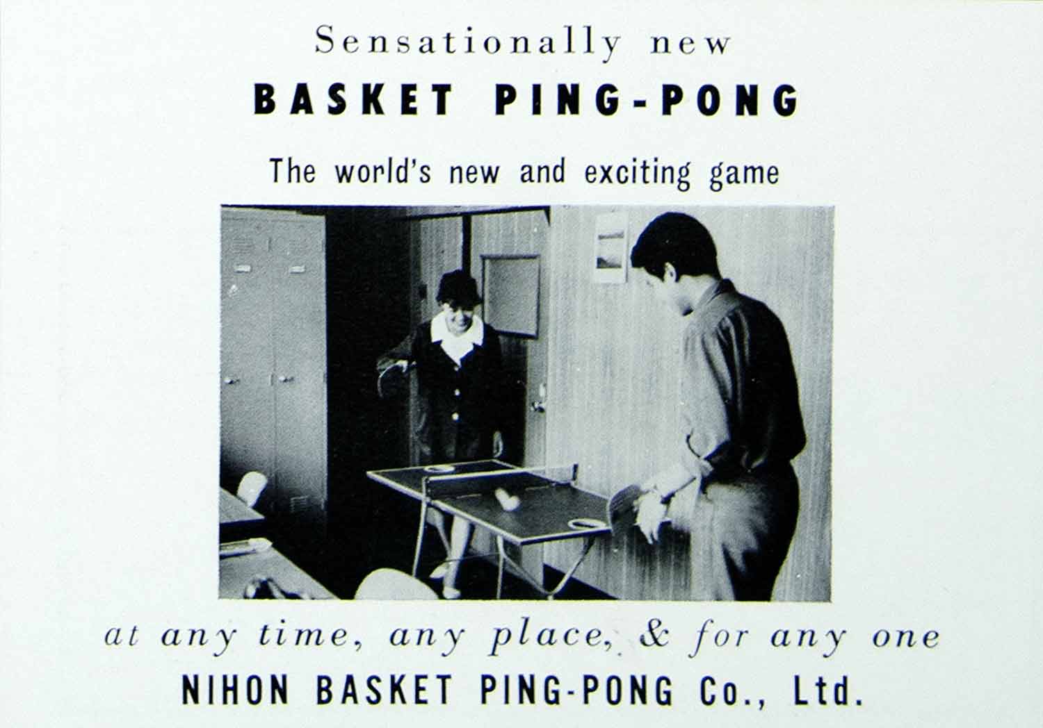 1968 Ad Pasket PingPong Nihon Japanese Table Tennis Sport Paddle Net