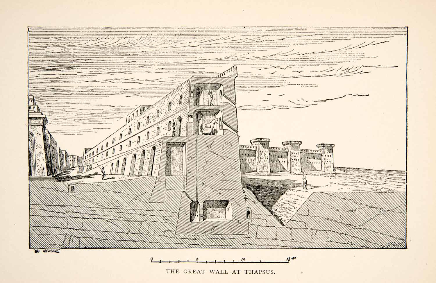1895 Print Great Wall Thapsus Ancient Carthage Phoenicians Byzacena