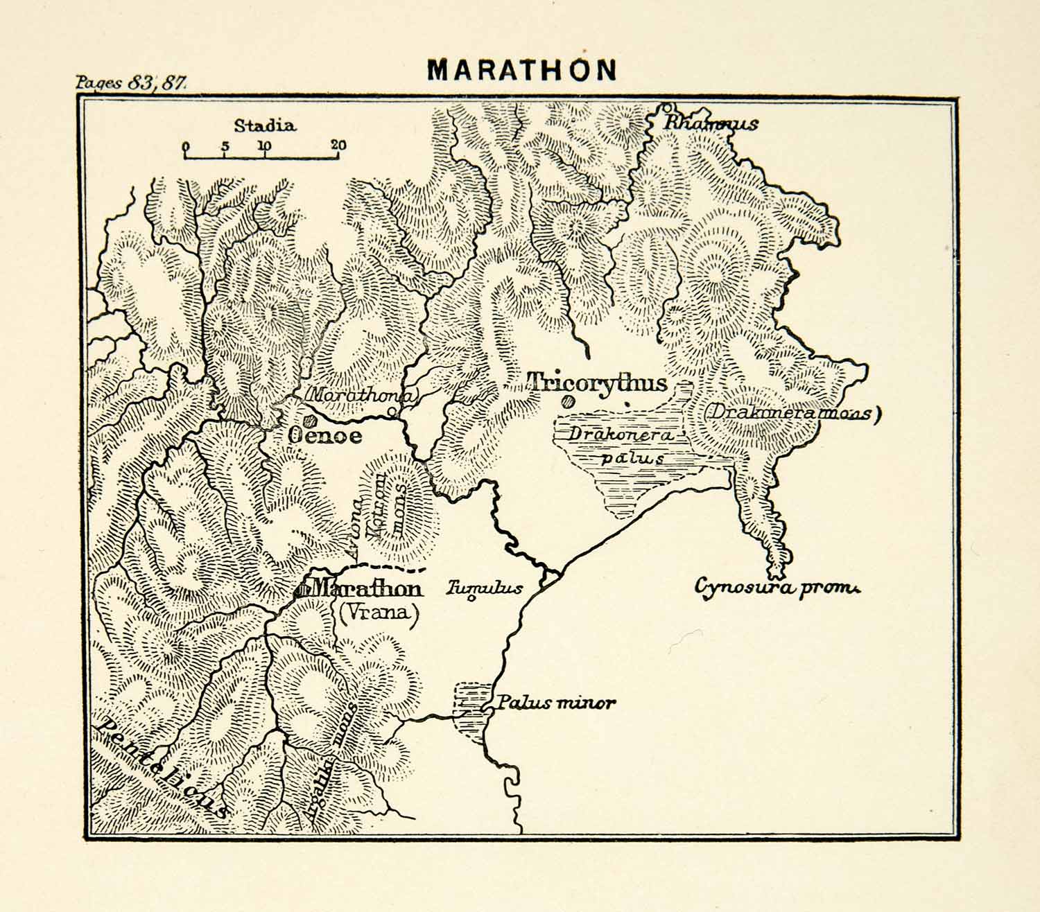 1892-print-map-ancient-greece-marathon-vrana-oenoe-cynosura-promitory