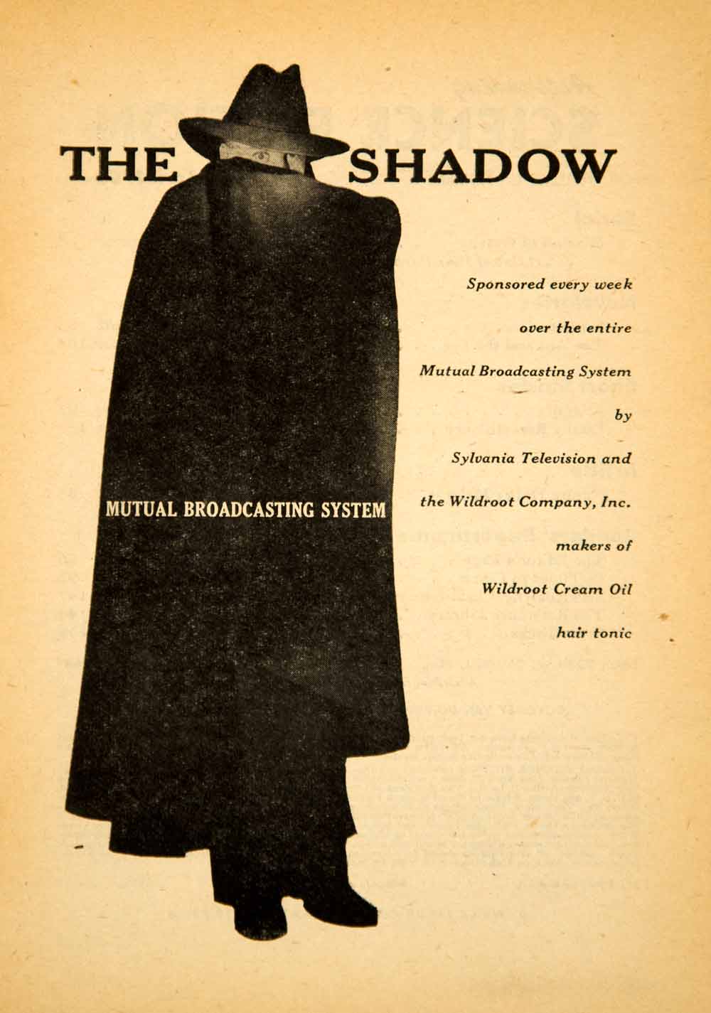 1953 Ad Shadow Radio Show Program Mutual Broadcasting System Lamont